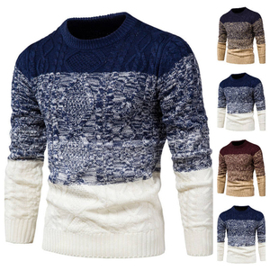 Suéter de Lana Gruesa a Rayas Personalizado Directo de Fábrica, Suéter de Punto con Cuello Redondo para Hombre y Mujer, Invierno, OEM, ODM, Venta al Por Mayor - Product Image 1