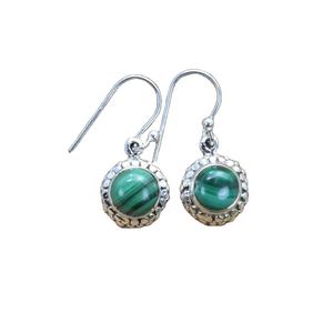 92.5 argent Sterling naturel Malachite pierre précieuse lisse forme ronde crochet boucles d'oreilles en gros bijoux femmes mignon cadeau - Product Image 1