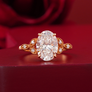 Anillo de Compromiso de Oro de 14K con Diamante Ovalado de 3.09 CT, Corte Marquesa, Cultivado en Laboratorio, VVS1-VVS2 DEF, Solitario, con Certificado IGI - Product Image 5