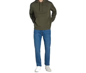 Sweat-shirt à capuche pour homme, couleur unie, décontracté, pour l'automne, noir, manches longues, pull en tissu French Terry, logo personnalisé - Product Image 2