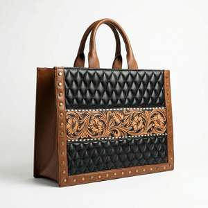 Bolso Tote de Cuero Genuino 100% con Grabado Floral Hecho a Mano de Calidad Extrema, Bolso de Mano para Mujer con Compartimento Oculto, Estilo Western - Product Image 2