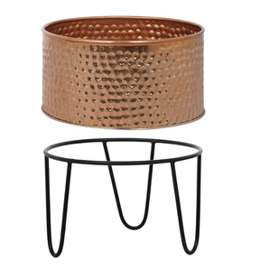 Macetas y macetas de hierro decorativas de cobre con patrón redondo, soporte de jardín interior hecho a mano, decoración de maceta al por mayor - Product Image 3