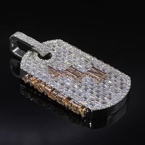 Custom VVS1 Lab Grown Diamond Dog tags Pendant Emerald Round Cut 925 Sterling <b>Silver</b> Hip Hop Iced Out <b>Necklace</b> Wholesale Jewelry - Product Image 1