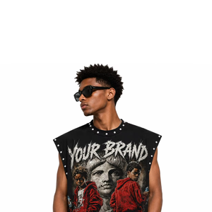 Débardeur personnalisé imprimé DTG, 100% coton jersey, tissu doux écologique, t-shirt sans manches vintage unisexe, vente en gros OEM - Product Image 5