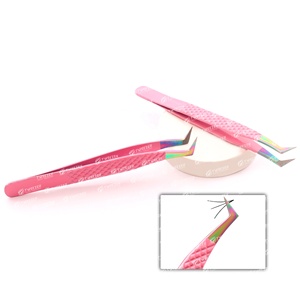 Nouveautés - Pinces professionnelles pour extensions de cils - Pointe pointue - Poignée diamantée - Acier inoxydable - Pointe en fibre pour extensions de cils - Product Image 3