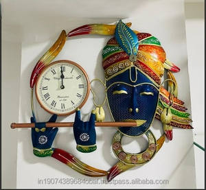 Krishna Murali Metal Quartz Hanging Wall <b>Clock</b> with Art Deco Design <b>Battery</b> Operated Wedding Gift - Product Image 2