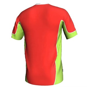 T-shirt sportif à manches courtes pour homme, col rond, coupe ajustée, vert/jaune, color-block, séchage rapide, tricoté en Spandex/Polyester/Coton - Product Image 5