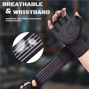 Innovative Half Finger Neoprene Fitness Gloves-Durable Ergonomic Shape Adjustable Wrist <b>Strap</b> Comfortable Hand Palm Protection - Product Image 5