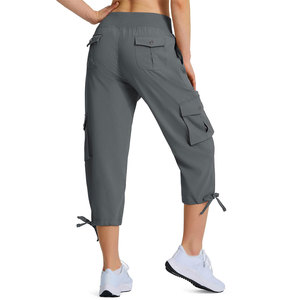 Shorts cargo pour femmes de qualité supérieure, type toile, tissu tricoté, imperméable, poche zippée, look élégant, vêtements de plein air formels - Product Image 2