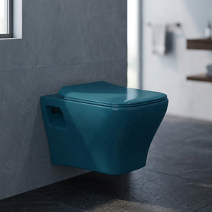 WC monobloc Vistaar Iconic vert paon, en céramique, à siphon, double chasse, design écologique pour salles de bain extérieures modernes - Product Image 3