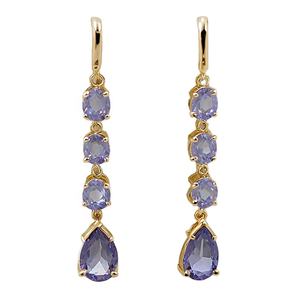 Hot Wholesale-Boucles d'oreilles pendantes en quartz Iolite plaqué or légères avec cadeau de mariage de style classique et mignon - Product Image 1