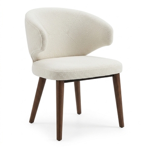 Modern Apartment-Friendly Dining <b>Chair</b> with Teak Wood Legs and <b>Acrylic</b> Upholstery Midcentury Design Home Furniture Model CHA76 - Product Image 3