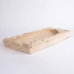 Bol en travertin beige fait main, centre de table rustique en pierre, corbeille à fruits décorative, organisateur de table pour la maison - Product Image 2