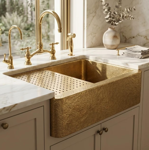Premium Brass <b>Kitchen</b> <b>Sink</b> Modern Design Durable Hammered Metal Texture Customizable for Everyday Heavy Use - Product Image 1