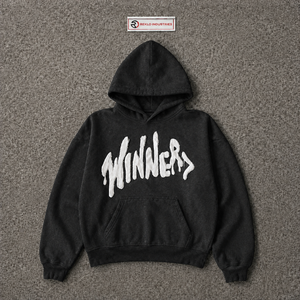 Sudadera con Capucha Negra con Estampado Gráfico y Letras Blancas en Grafiti, Sudadera Oversize Texturizada de Estilo Urbano Informal - Product Image 5