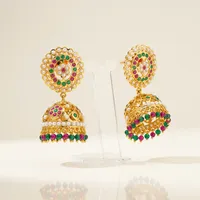 Boucles d'oreilles pendantes de luxe en plaqué or et rhodium, style Kundan, serties de perles indiennes Jadau, pour femme, bijoux ethniques de mariage, cadeau de fête