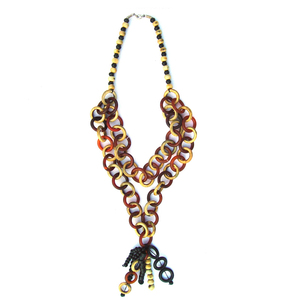 Bohemian Bone Beads <b>Statement</b> <b>Necklace</b> With Tassel Pendant Multicolor Bone Beaded Chain Unisex Jewelry at Best Wholesale Price - Product Image 1