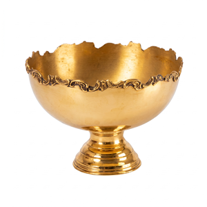 Bol sur piédestal en laiton sculpté au design vintage, fait main, vaisselle décorative en métal, bol de service - Product Image 3