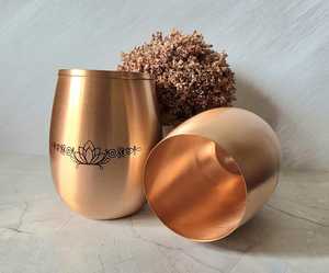 Mug à bière en cuivre pur, double paroi isolée, design minimaliste, impression personnalisée, vaisselle décorative pour la maison - Product Image 2