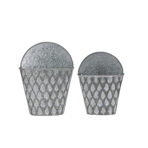 Farmhouse <b>Galvanized</b> Metal Slotted Olive <b>Bucket</b> Wall Pocket Planter Tin Hanging Basket for Indoor Outdoor Garden Decor - Product Image 6