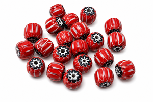 Cuentas de Cristal Rojas Chevron Hechas a Mano, Estilo Veneciano Vintage, Cuentas Millefiori de 8mm, Paquete a Granel, Cuentas para Joyería y Manualidades - Product Image 2