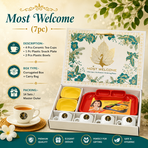 Luxury Custom Logo Toki 2+<b>6</b> Ceramic Tea Cup Gift Box <b>6</b> Cups 2 Saucers 2 Snack Bowls PVC Packaging 400mL Capacity Wedding Favors - Product Image 4