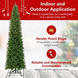 12 Feet Tall Pre-Lit Slim Pencil Christmas <b>Tree</b> Indoor and Outdoor Artificial with <b>Lights</b> - Product Image 6
