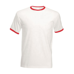 T-shirt à manches courtes noir pour homme avec bordure contrastée blanche Coupe classique Casual en coton tricoté Col rond Couleur unie - Product Image 3