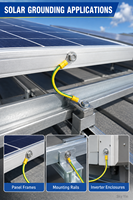 FYX Solar-PV-Erdungskabel 2,5mm² 4mm² 6mm² Gelb-Grün Kupfer-Verbindungskabel M5 M6 M8 Ringklemmen für Solarmodule