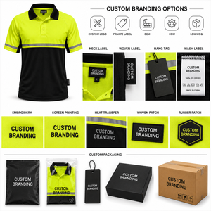 Chemise polo de travail unisexe à manches courtes en polyester fluorescent haute visibilité avec bande réfléchissante - Product Image 6