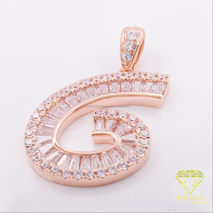 Premium <b>Gold</b> Tone <b>Number</b> " C " Charm Moissanite Diamond Statement Pendant For Jewelry Importers And Distributors - Product Image 5