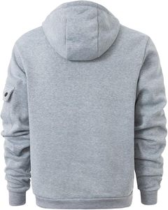 Sweat à capuche gris pour homme, coupe classique, en molleton bouclette, avec poche avant, cordon de serrage à la capuche, style décontracté, respirant, idéal pour l'hiver - Product Image 3