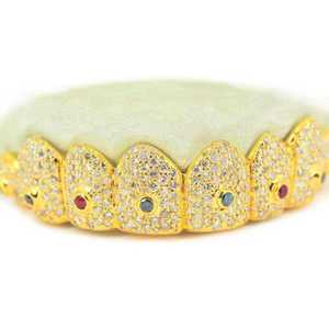 Grillz en Moissanite Plaqué Or, Dégradé Coloré, Entièrement Sertis, Ajustement Personnalisé, Bijoux Dentaires Hip Hop - Product Image 3