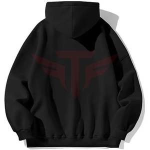 Sweat à capuche pour femme Tactus Industries, noir uni, logo sur le devant, coupe classique, tricoté, 100% coton, respirant, vêtement décontracté pour l'hiver - Product Image 2