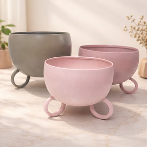 Maceta con Forma de Tazón, Recubierta de Hierro, Duradera, Multiusos, para Interiores, con Drenaje - Product Image 2