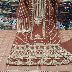 ชุดเดรสผ้าซอลวาร์ผ้าไหมเย็บ3ชิ้นสไตล์ปากีสถานสำหรับงานปาร์ตี้ล่าสุดแนวแฟนซีของ2022ขายดีที่สุด - Product Image 1