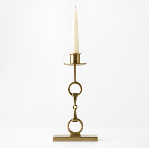 Support de bougie en métal doré en forme de mors de cheval, décoration de table inspirée de l'équitation, décoration d'intérieur - Product Image 1
