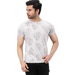T-shirts unisexe en coton polyester de haute qualité, épais, à personnaliser avec des motifs de cœurs et des logos sur mesure - Product Image 1