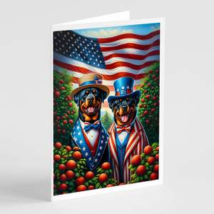 All American Rottweiler Whimsical A7 Cartes de vœux Pack de 8 cartes vierges avec enveloppes Taille 5x7 - Product Image 1