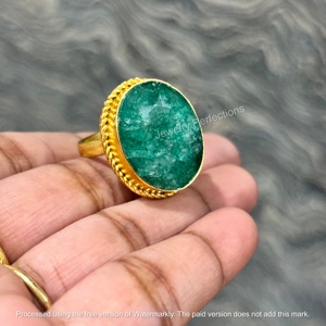 Most Trending Moissanite Bezel Setting 925 Sterling <b>Silver</b> 18k Gold Plated <b>Emerald</b> dyed Gemstone <b>Ring</b> Wholesale Price - Product Image 2