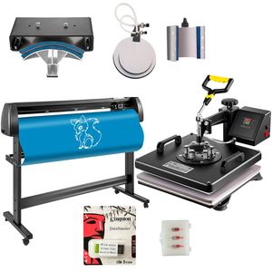 Pressa a Caldo Automatica 6-in-1 da 110V per T-shirt, Cappellini e Berretti, Macchina Tagliatrice per Vinile da 53 Pollici con Supporto da Pavimento, Include Componenti - Piastra Riscaldante - Product Image 1