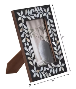 Artistic Handmade American Style <b>Photo</b> <b>Frame</b> Natural Mother <b>Pearl</b> Black Finish Leaves Design Pattern Home Wall Decor - Product Image 6