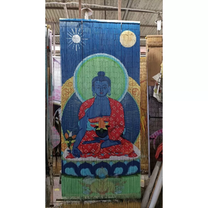 Bamboo Beaded Curtain Buddha Design Asian Zen Style Vertical Blinds Light Filtering Eco-Friendly Dreamy Door Hanging Custom Made - Product Image 4