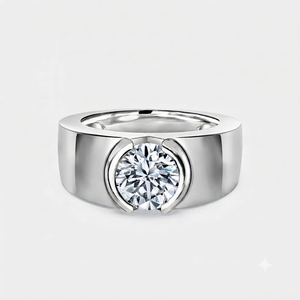 Bague unisexe au design tendance en or massif 10K plaqué, sertie d'un solitaire en moissanite taillée, cadeau de luxe pour fiançailles, mariage ou anniversaire - Product Image 5