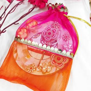 Sac Potli en Organza Festif et Vibrant avec Embellissements Traditionnels, Sac Potli Fait Main, Sac en Tissu Organza de Haute Qualité - Product Image 1