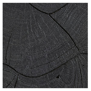 Mesa de Centro con Borde Natural y Patrón Ranurado, Madera de Acacia Sólida en Negro Intenso con Base Metálica, Atractiva para Sala de Estar - Product Image 5