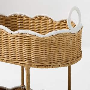 Nouveau panier à couches à plusieurs niveaux en rotin festonné avec support, organisateur de couches en osier, mobilier de chambre d'enfant, panier de rangement pour nouveau-né - Product Image 6