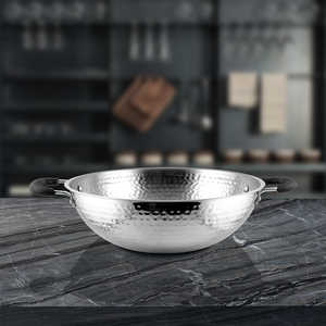 Lightweight Stainless Steel Hammered Kadhai <b>Cookware</b> - Product Image 1
