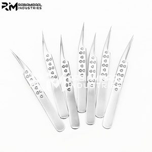 Pince à épiler RMI en acier inoxydable brillant dentelé pour extensions de cils, pointe cœur, antistatique, précision, volume russe - Product Image 2