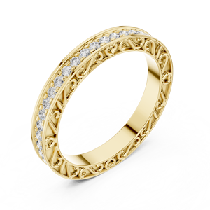 Bague de mariage de luxe en argent sterling avec moissanite taille ronde et placage or 14 carats, sertie en canal, pour femme, idéale pour un anniversaire - Product Image 2